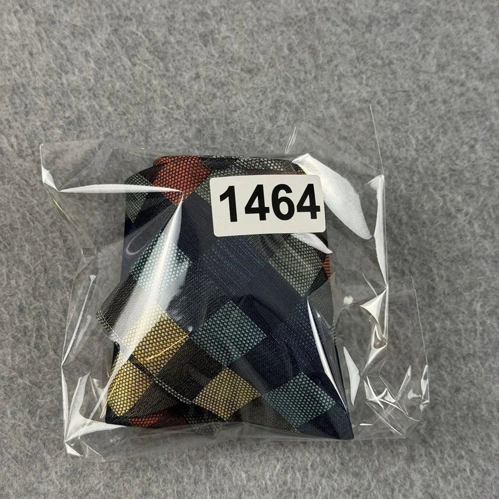 Rainbow Kyoto Japan 100% Silk Geometric Mosaic Checker Tie 55x3.5